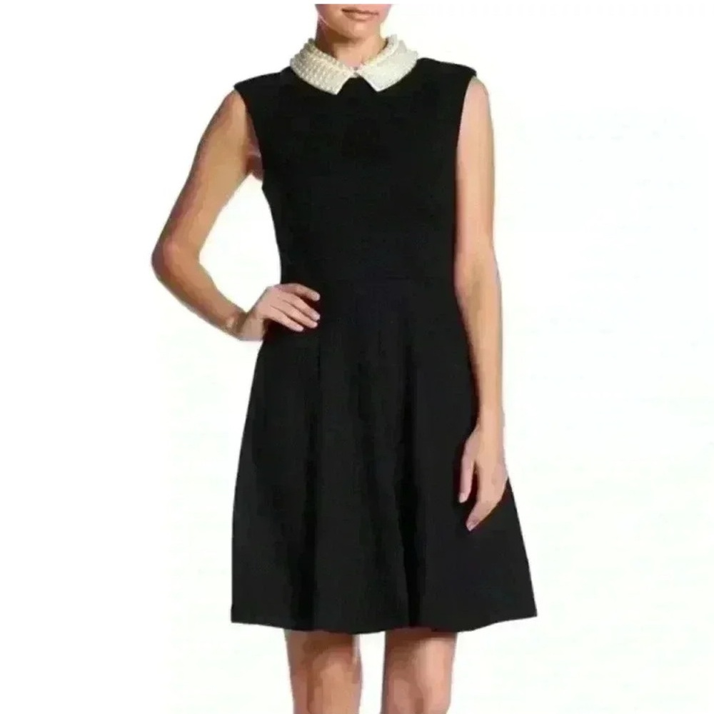 Betsey Johnson Black A-Line Midi Dress with Peter Pan Collar